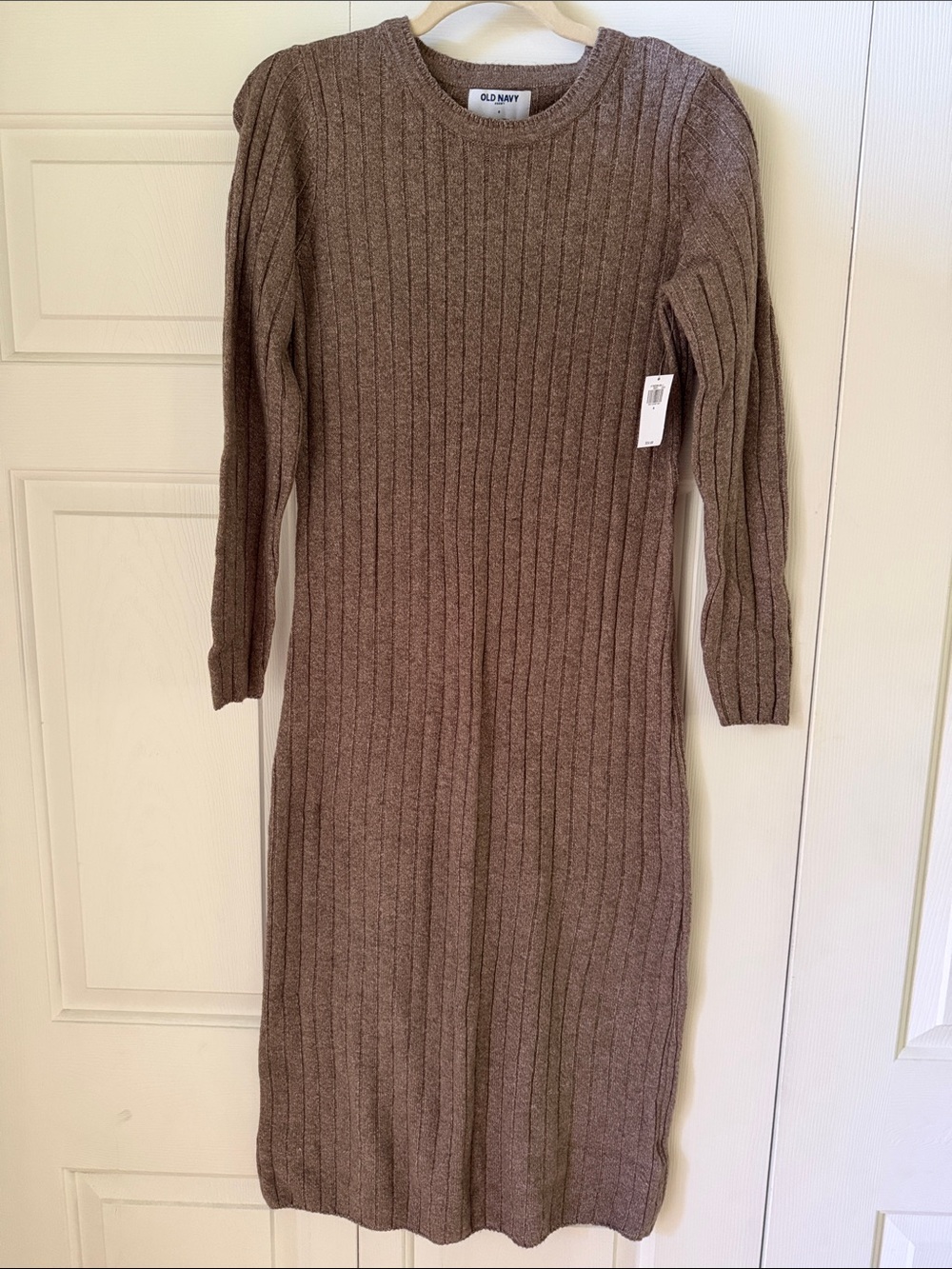 Old Navy Brown Ribbed Knit Midi Sweater Dress